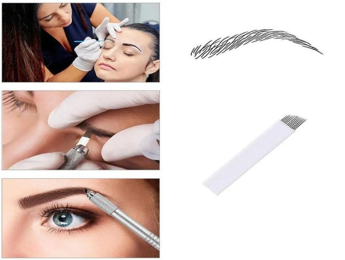 150 PCS Microblading Agujas 12 Pines Flex para microblading Bordery Pen Penement Cowup Cowerbow Tattoo Supplies 025 mm Naald55125558