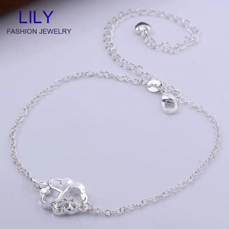 Anklets Wholesale-A030 Design Sterling Silver Jewelry Feet Bracelet Delicate Large Stock Handmade Rhinestone Anklet