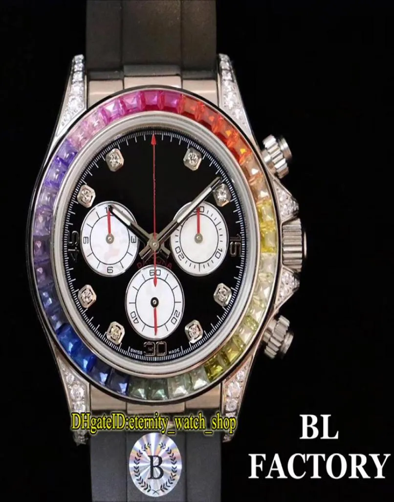 BL TOP Wersja 116598 116599 116595 RBOW CAL4130 Chronograph Automatyczna męska zegarek Rainbow Diamond Bezel Gumel Pasp Sport Design5662766