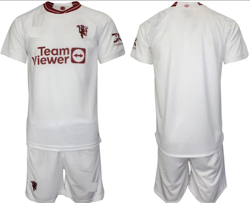 23 24 United White Color Football Soccer Soccer Maglie magliette Fan Fan Player Version Mens Kids Away Kits Maglie di calcio di alta qualità