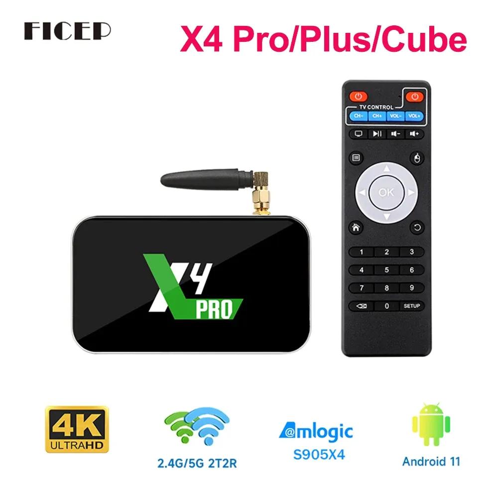 Box 2022 UGOOS X4 Pro TV Box Android 11 스마트 TV 박스 S905X4 DDR4 4GB 32GB WIFI 1000M X4 CUBE S905X3 Android IP Set Top Box TV Box