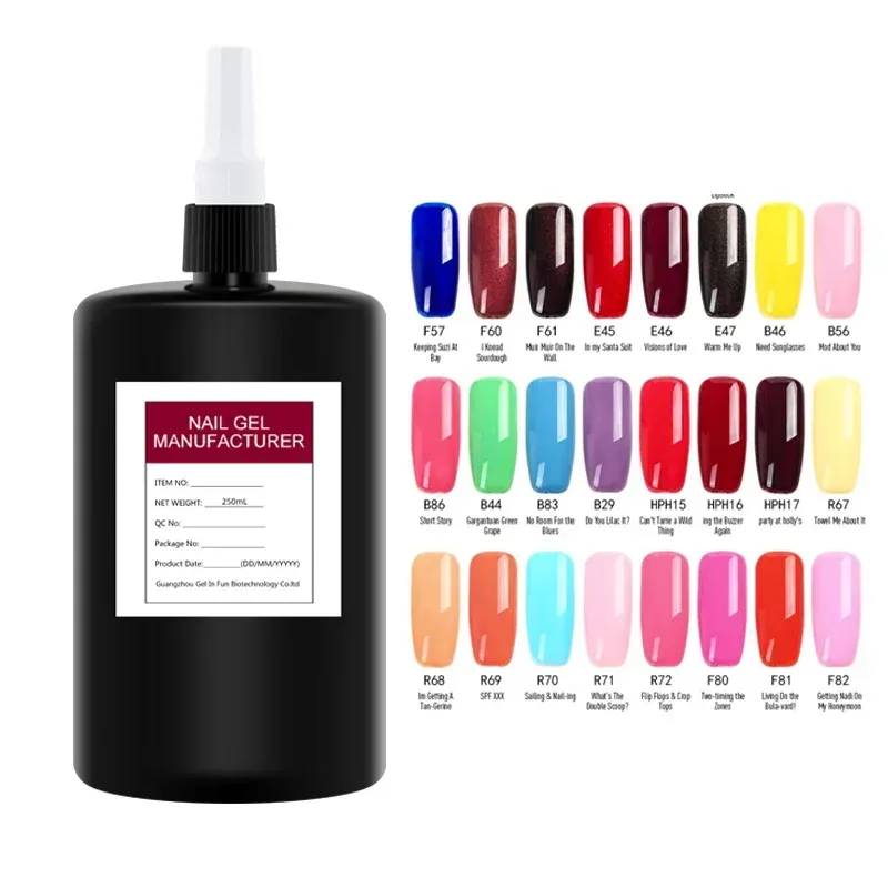 Gel Professional 250ml Milky White UV Gel Nail Polish Raw Material 273 Colors Bulk Semipermanent Nail Art Gel Varnish Manicure