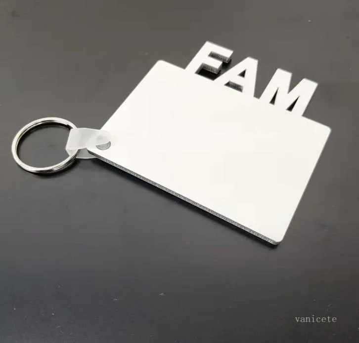 Mom Dad Fam Sublimation Blank Keychain Party 호의 선호 MDF 키 체인 펜던트 복식 열 전송 키 링 T2I518101415718