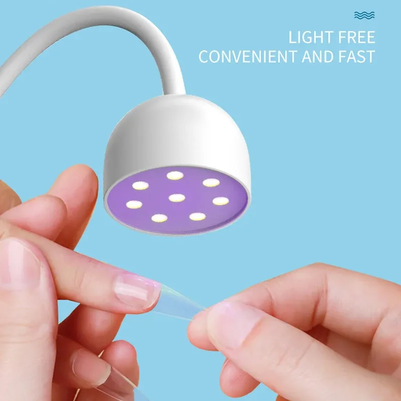 Klänningar mini nagellampa torktumlare hine 16w 8 LED uppladdningsbar bärbar UV/LED -nagellampa Ljus härdningspolsk lim bärbar nagelkonstlampa