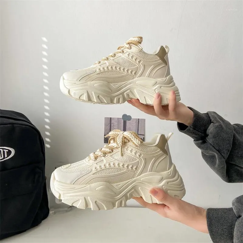Casual Shoes Women Lace-up Chunky Sneakers Designer White Dad Platform Mesh Comfor Breathable Sport