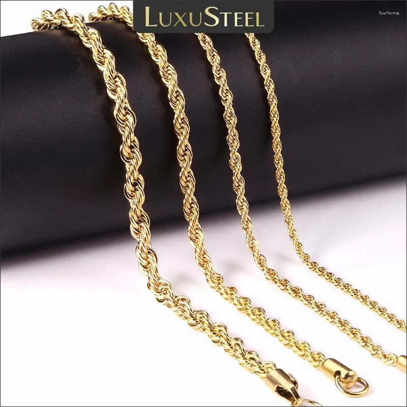 سلاسل Luxusteel 2/3/4/5 مم قلادة سلسلة الحبل الفولاذ المقاوم للصدأ للنساء لا يتلاشى أبدا