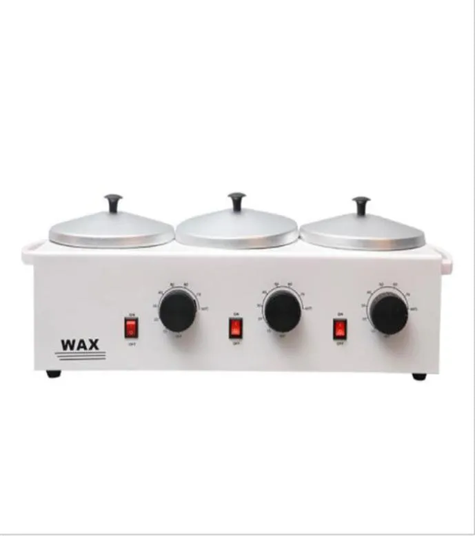 6pcs Triple Pot Pot Wax Aquecedor de cabelos elétricos Máquina de depilação Mãos de parafina de parafina Depilatória Ferramenta de beleza de salão 7676580