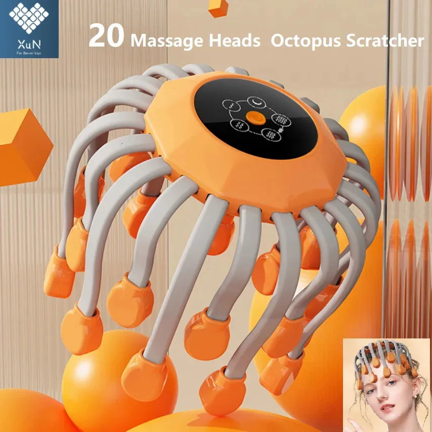 20 Massage Heads Massager de couro laranja Massager vermelho vibrador de luz de luz de polvo para o estresse de relaxamento enxaqueca 240314