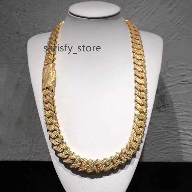 Pass Diamond Tester Kibo Jewelry Heavy VVS1 D 컬러 18mm Moissanites Diamond Cuban Link Chain Bust Down Iced Out Necklace