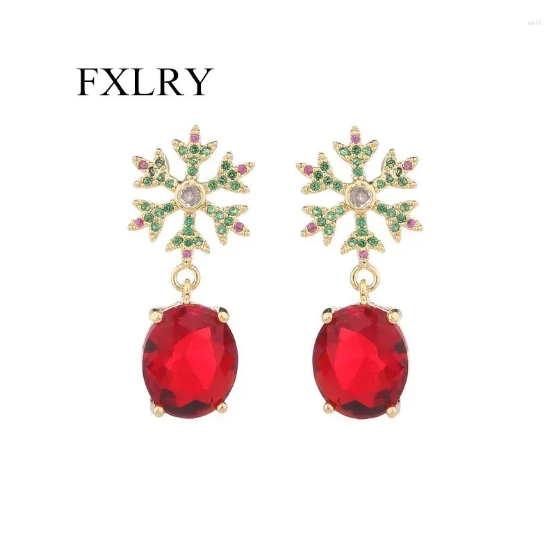 Dangle Earrings FXLRY S925 Silver Needle Inlaid Zircon Snowflake Bridal For Women Luxury Wedding Jewelry