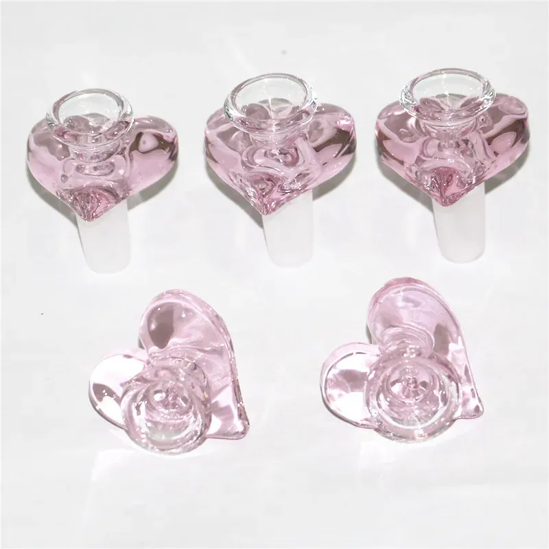 Glass Bowl Male 14mm heart shape 18mm bong bowls smoke accessory for smoking pipes glass water pipe