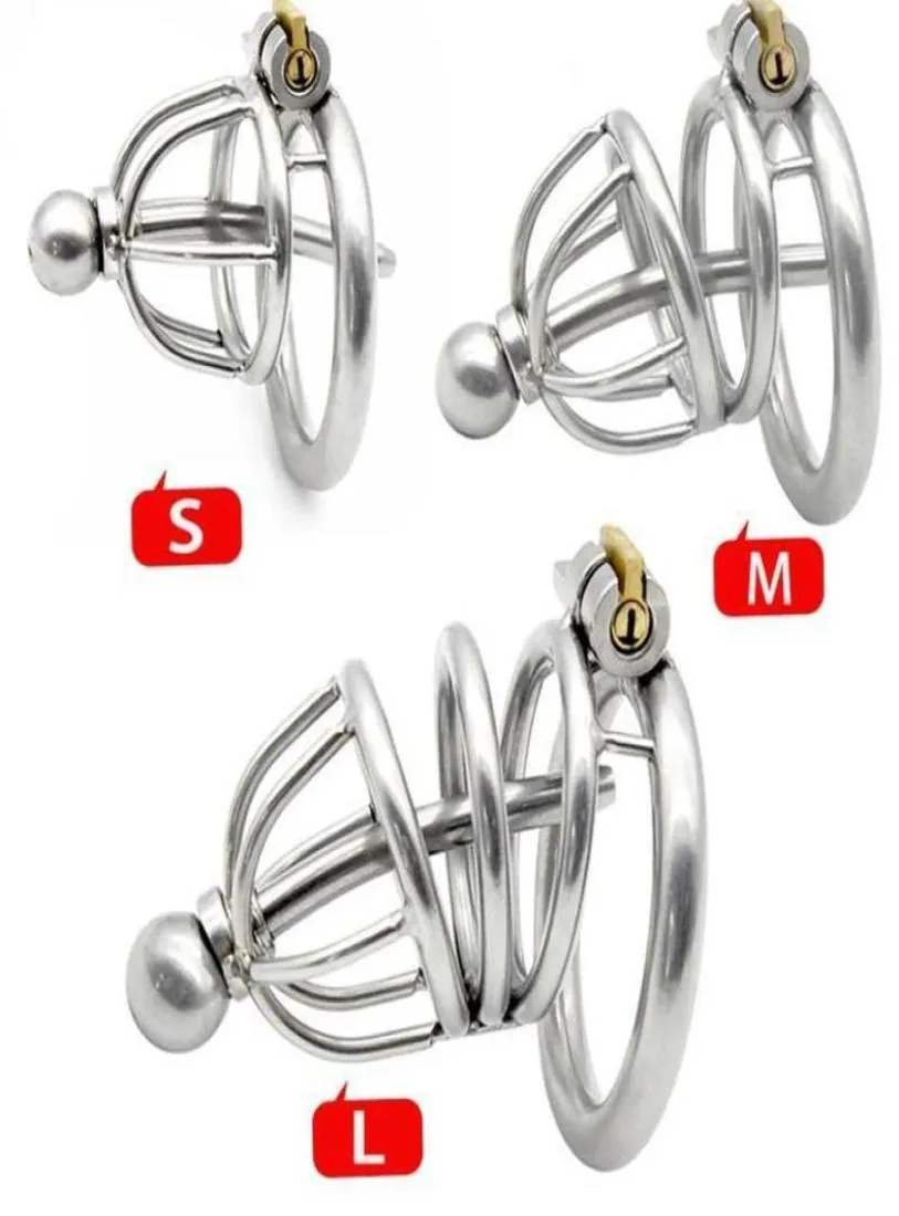 Metal lock cock cage with urethral plug stainless steel male device penis cages sex toys for men cockring 2103249637839