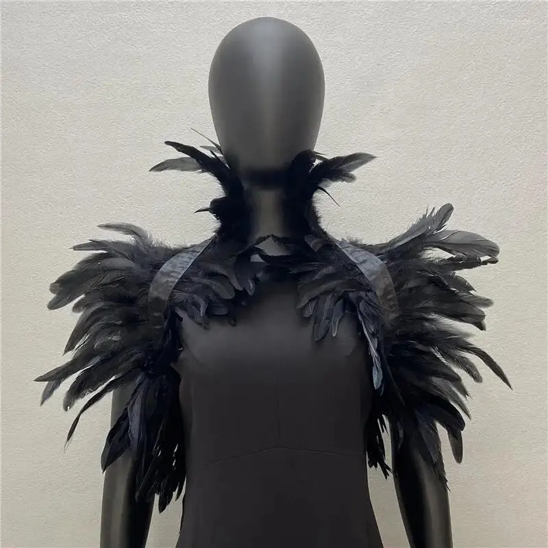 Scarves Feather Shrug Shawl Gothic Punk Cape Natural Women Halloween Cosplay Stage Show Costume