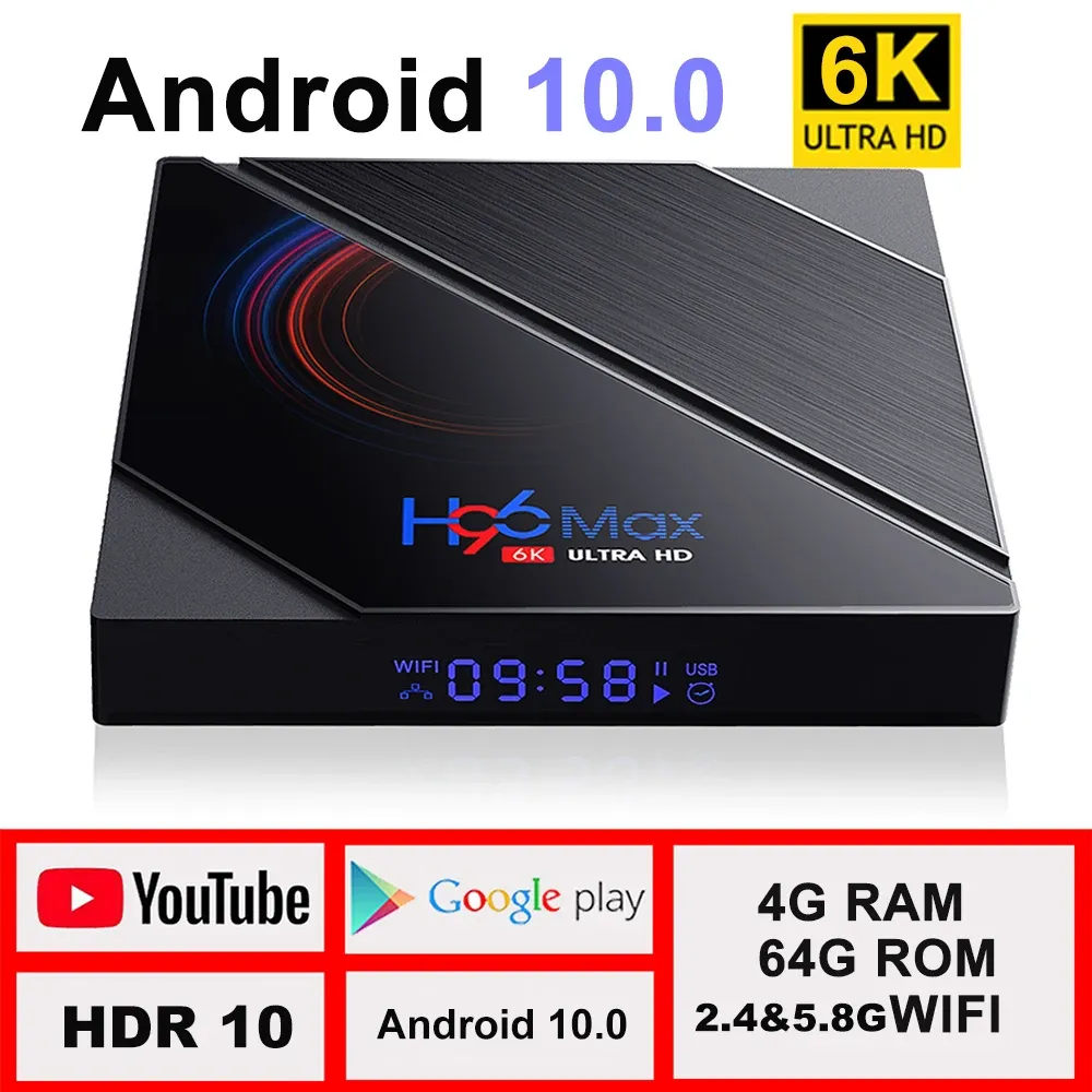 Box TV Box Android 10 4G 64GB 6K Android TV Box H96 Max H616 Smart TV Box Lemfo 2.4G 5.8G WiFi Google Voice Set Top Box H96Max