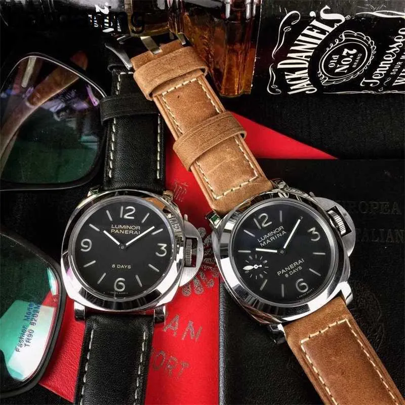 Designer Luxury Panerass Watch Mens for Mechanical Swiss Automatic Movement Sapphire Mirror Storlek 47mm Importerad Cowhide Watchband Wristwatch