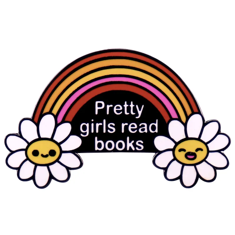 Girls Rainbow Books Elaw Pin Childhood Game Film Film Quotes Broche Badge Cute Anime Movies Games Hard Emaille Pins