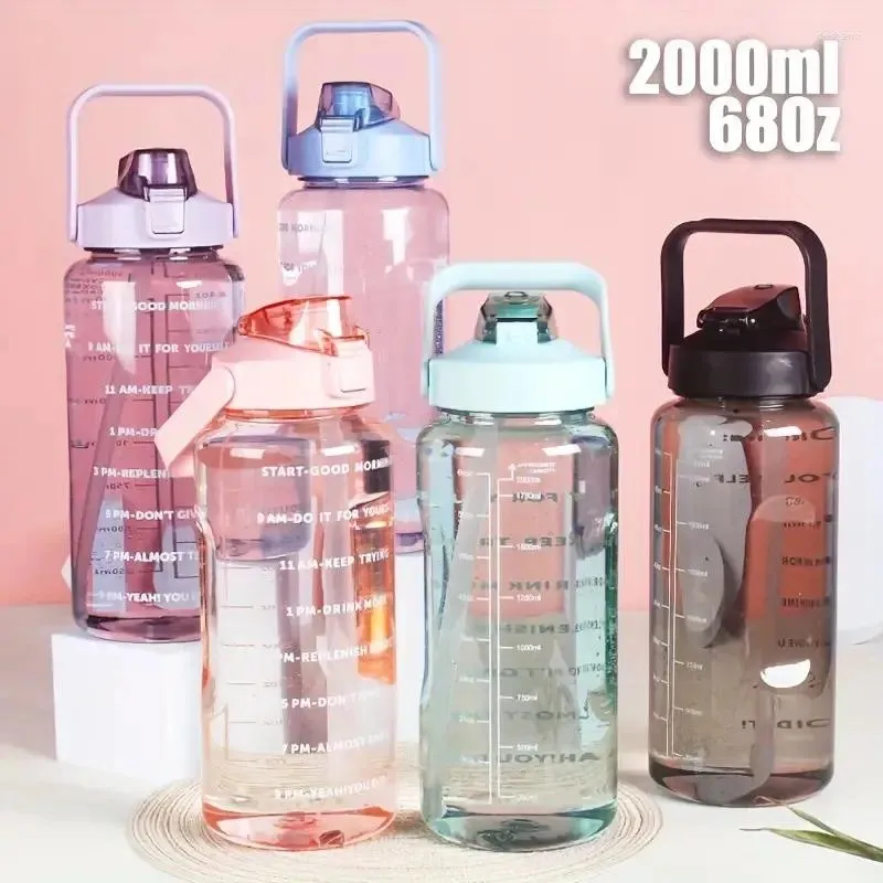 ウォーターボトル1PC 2000ML/67.62OZプラスチックカップポータブル大容量男性用女性学生用アウトドアスポーツ