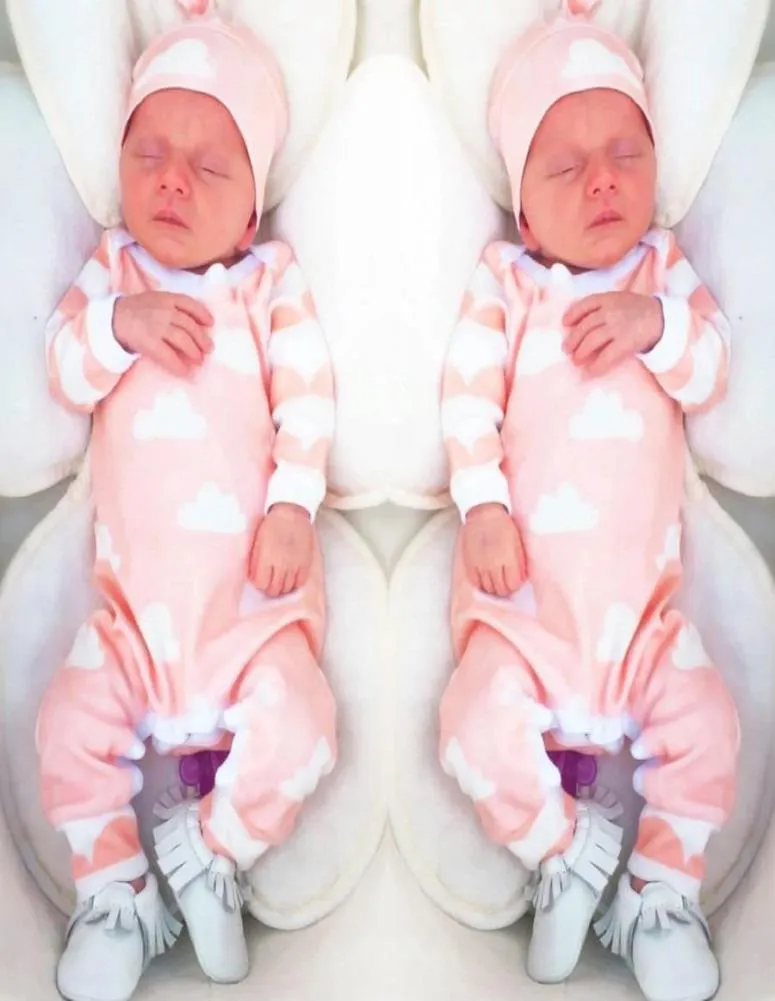 2018 Nya mode Babyflickor Cartoon Pink Cute Newborn Toddler Jumpsuithat 2st Baby Girl Clothing Spädbarnskläder Set9879458