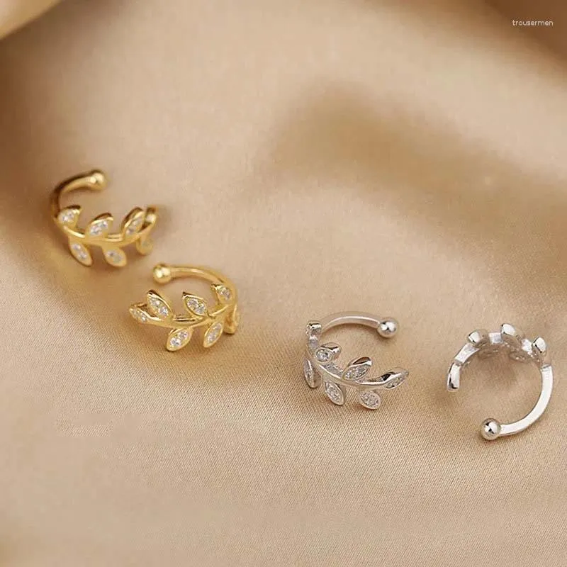 Boucles d'oreilles Fashion Gold Color Feuille Clime d'oreille pour femmes Crystal vintage sans piercing cartilage oreille de poignet Cadeaux bijoux