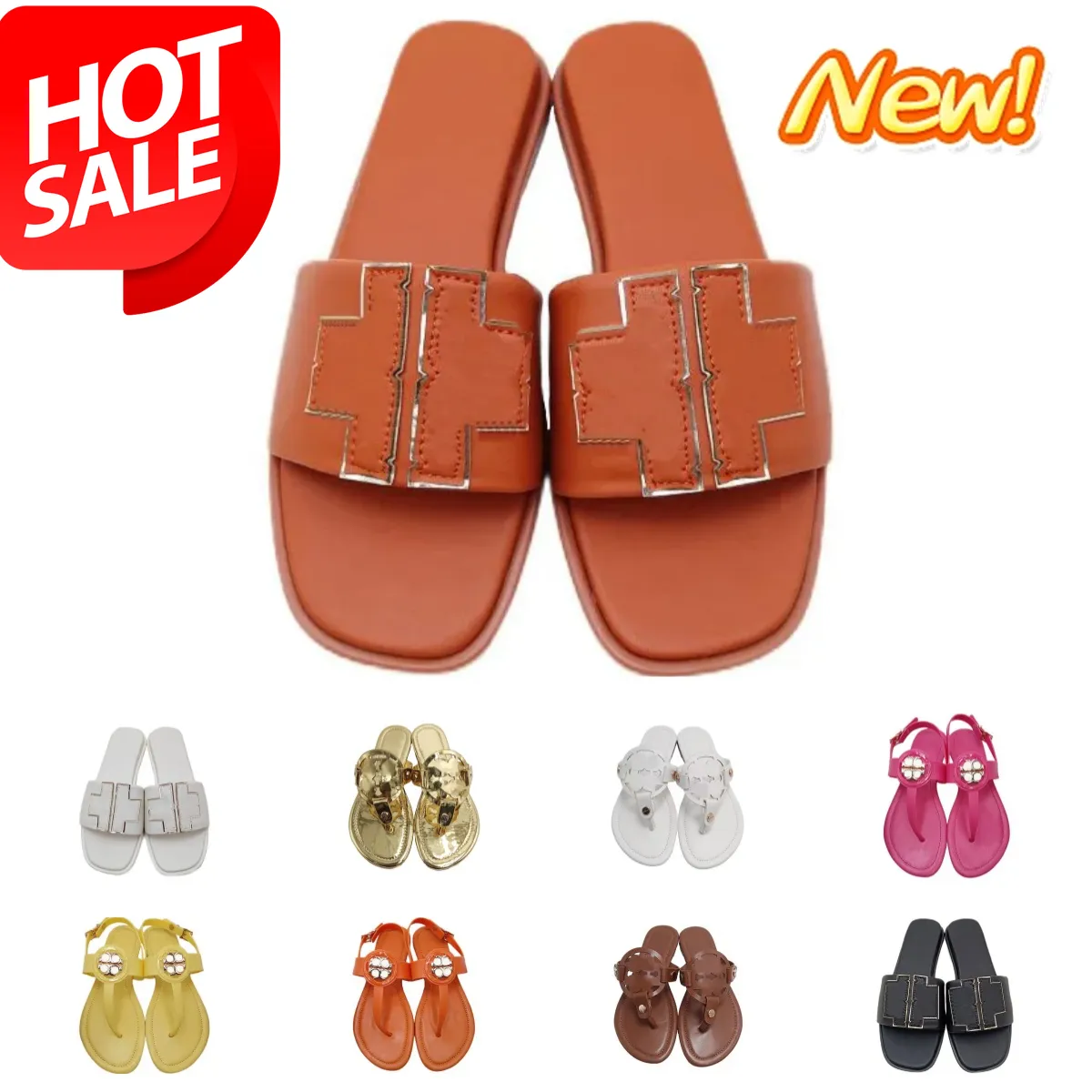 Slipare Sandal Designer Sliders Flip Flops Flop Sandaler för strandkomfortläder Kvinnor Lyxiga damer Bästa pris Utomhus 2024 Storlek 36-41 Easy Matching