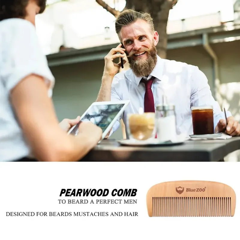 Log Color Pear Wood Hair Beard Beard Comb Comb Portable Comb Care Products- pear wood beard care products- pear wood beard care products