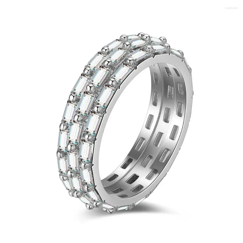 Cluster anneaux stl zhenchengda 2024 Produit arrangement irrégulier complet ring diamant zircon pure argent européen et américain mode