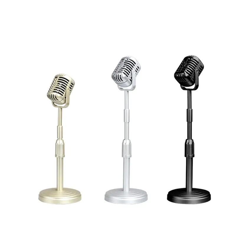 Microfones clássicos de microfone vocal retro clássico vintage Mic Universal Stand for Live Performance Karaoke Studio Record Fácil Instalação