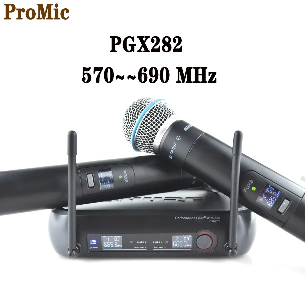 Microfones PGX282 Grad A Professional Dual Frequency Wireless Microphone System PGX8 för professionell scen som sjunger UHF Wireless Mic