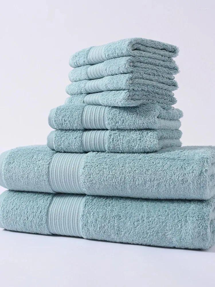 Towel Long Staple Cotton Thickened Bathroom 8 Pieces Set For Home El Spa 4 Square 2 Face Bath Brown