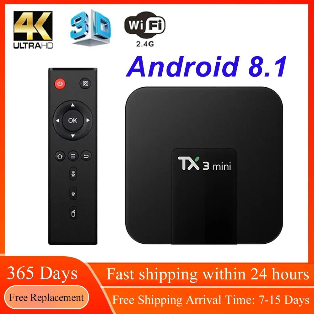 Box TX3 Mini Smart TV Box Android 8.1 AMLOGIC S905W 1G 8G 2G 16G 2.4G WIFI 4K SET TOPBOEK YouTU Media Player H.265 Home Theatre