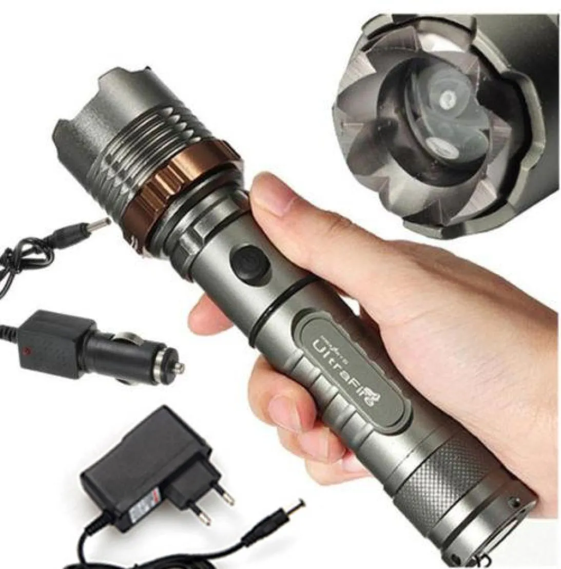 Ultrafire Torches 2000 Lumens Fairlights XM-L T6 LED Zoomable Zoom Freatlight z ładowarką AC/Charger 9202396