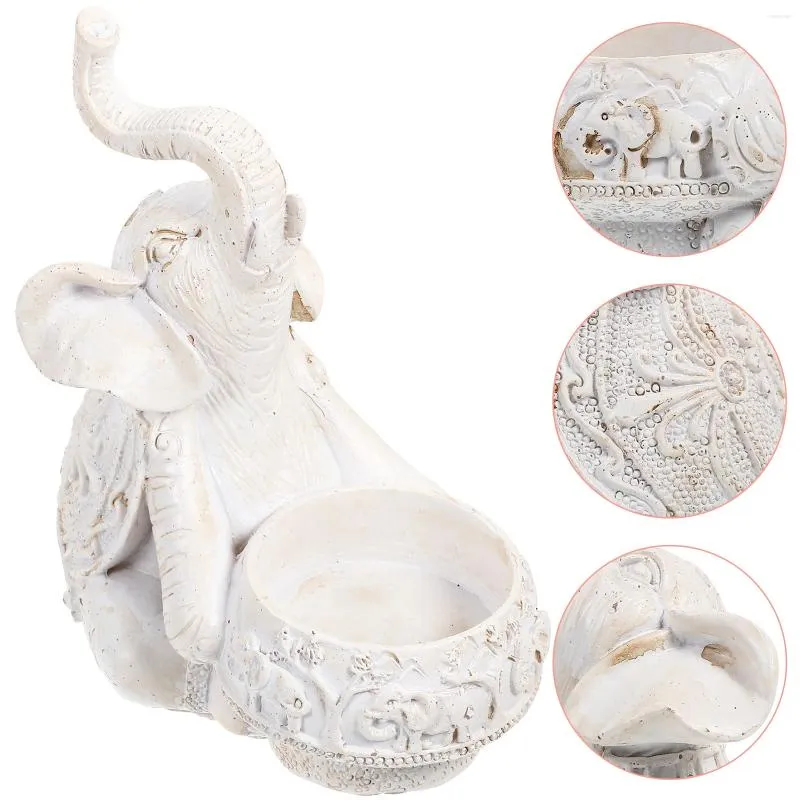 Candle Holders Holy Elephant Candlestick Ornament Tea Light Holder Resin Figure Tealight Desk Top Decor Desktop Work