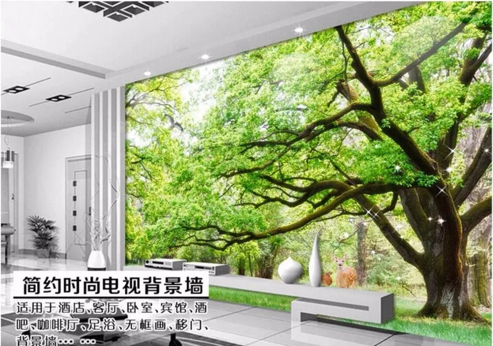 Fonds d'écran WDBH Murale personnalisée 3D Fond d'écran Green Arbres Paysage Room Decoration Home Painting Wall Murales pour 3 D