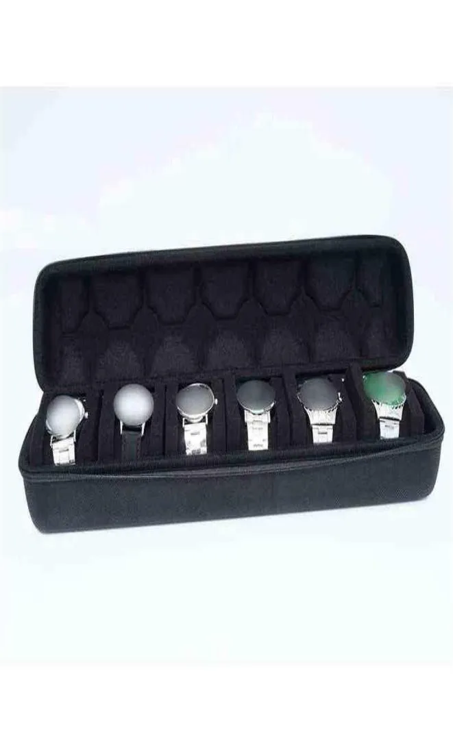 6 Slot Watch Travel Case EVA Watch Holder with Handle Jewelry Storage Black H220512224T6121131