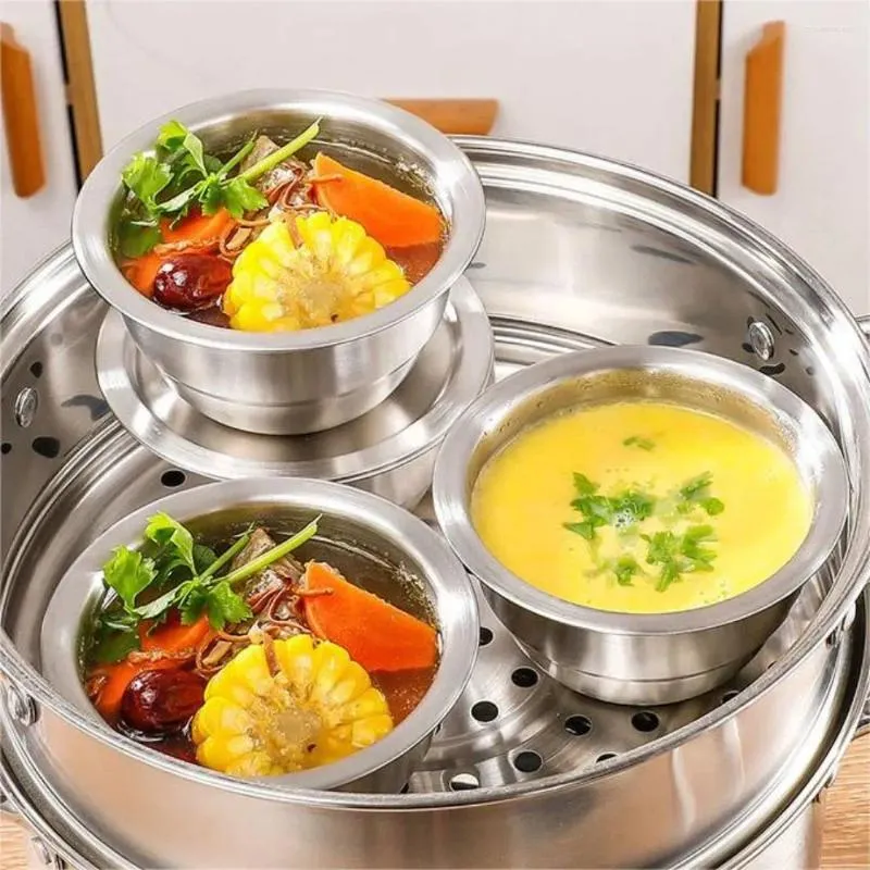 Bowls Anti-Scalding Steamed Egg Bowl Korean Cuisine Thickened Drop-resistant Soup With Lid Stainless Steel Rice Child