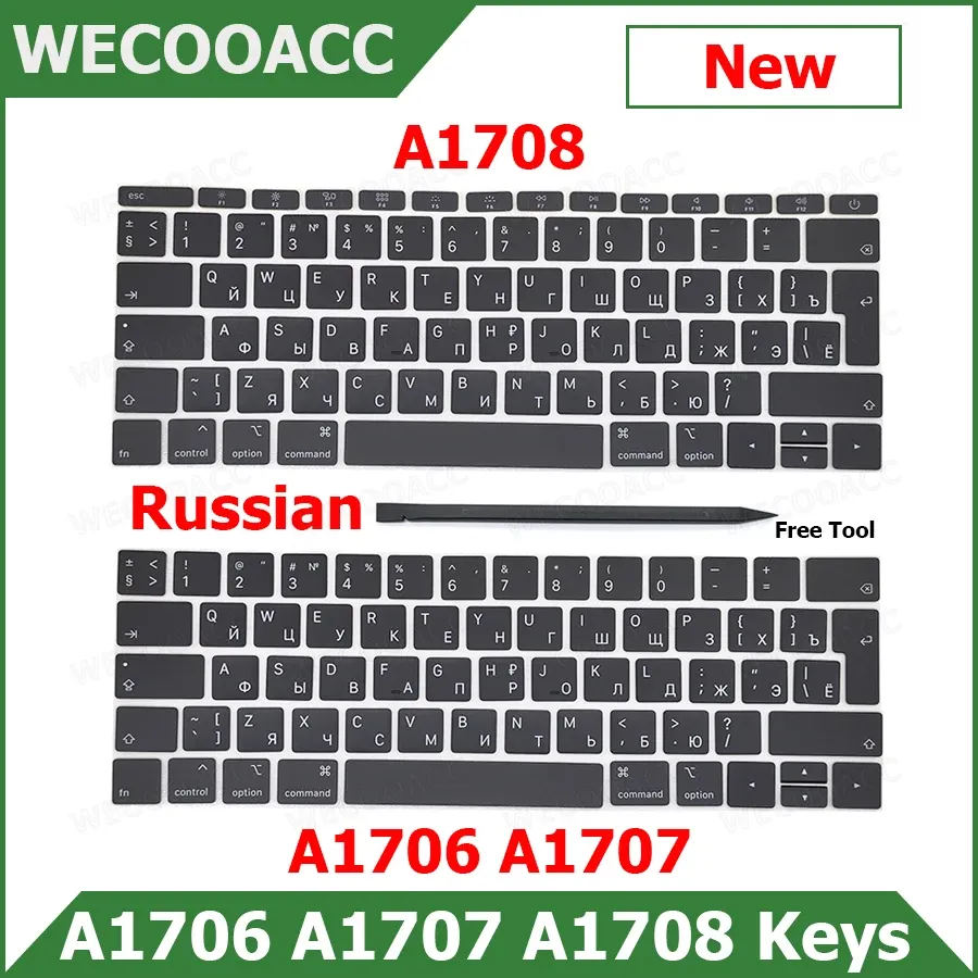 Protectors New Replacement Keyboard Keys KeyCap Russian For Book Pro Retina 13 "15" A1706 A1707 A1708 Key Cap 2016 2017 År