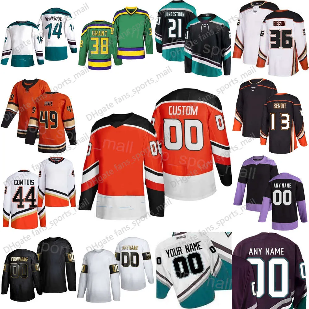 팀 하키 36 John Gibson Jersey 14 Adam Henrique 33 Jakob Silfverberg 44 Max Comtois 49 Max Jones 38 Derek Grant 21 Isac Lundestrom 13 Simon Benoit 남자 여자 청소년