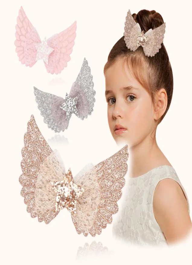 Dziewczęce włosy klipsy na klipsy skrzydełka cekiny Barrettes Hairbow Child Crystal Hair Spin Akcesoria do włosów 9693243