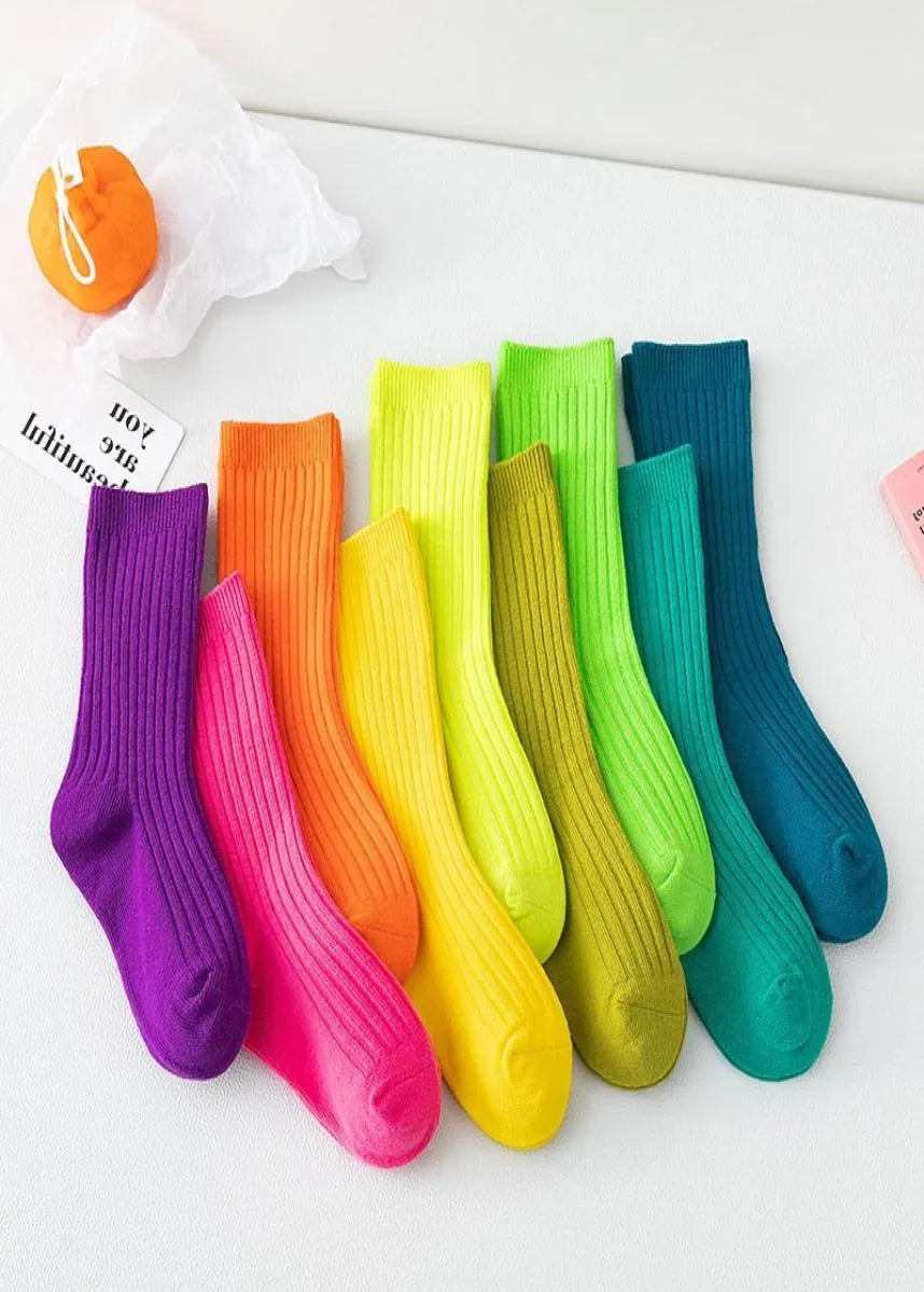 Candy Solid Color Sport Socks Autumn Winter Kinderen Sock Boys Girls Soft Double Needle Cotton Tube Kids 20220228 Q28048752