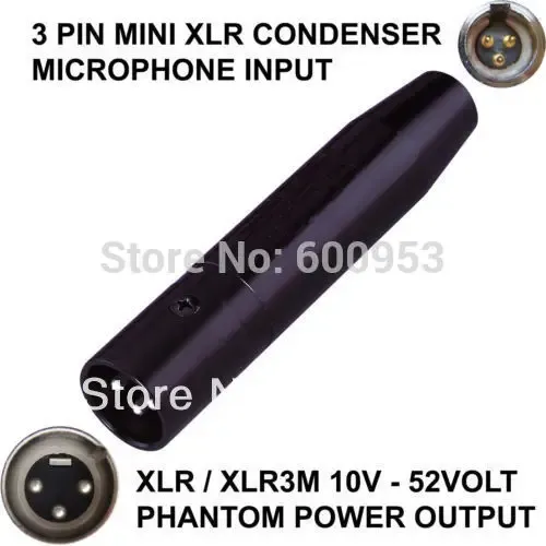 Mikrofone TA3F 3 Pin Mini XLR -Kondensatormikrofon an XLR / XLR 3Pin männlicher Phantom -Leistungsadapteradapter