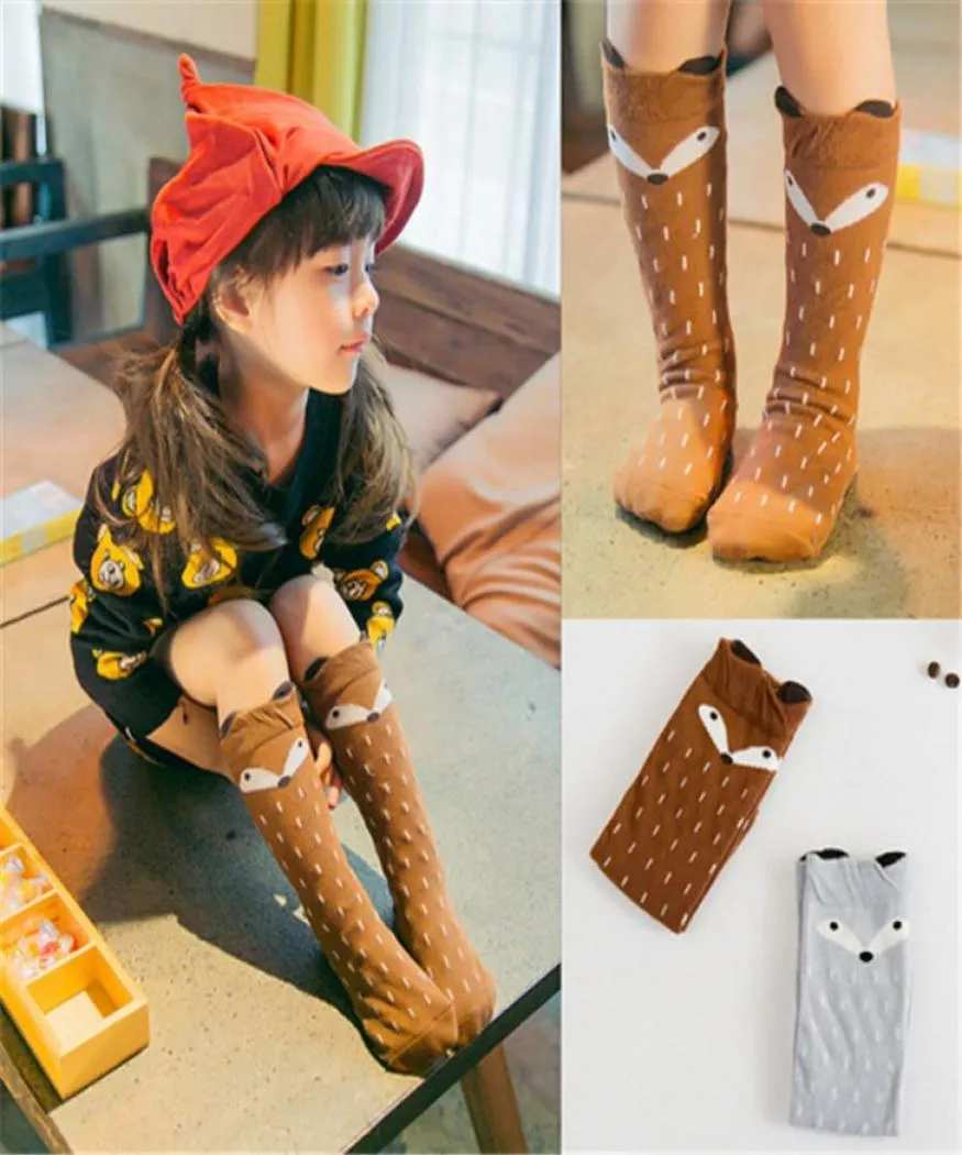 Kinderkleding Baby Girl Leggings Socks katoenen sok cartoon kleding sokken schattig kerstcadeau kleine vos stereo oor katoen herfst w5148172