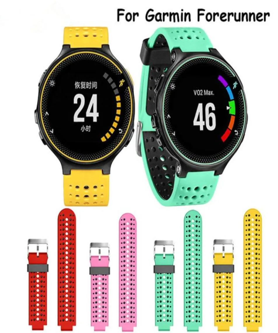 Dos colores Band Band Soft Silicone Reemplazo de muñequera Correa para Garmin Forerunner 2202302356206303673532