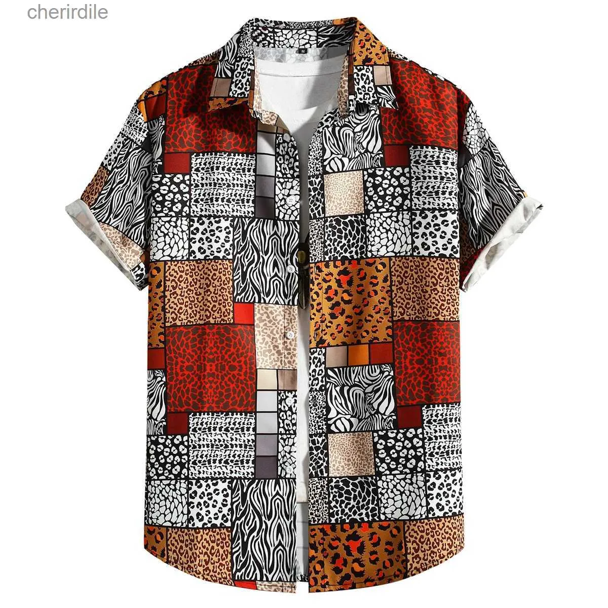 Chemises décontractées pour hommes Fashion Résumé Léopard Print Shirt Mens 2023 Marque Bouton à manches courtes décontractées Hémais Hawaiian Mens Summer Beach Aloha Shirt YQ240408