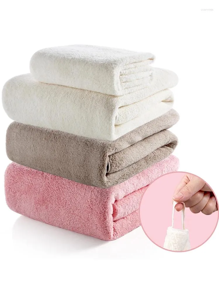 Towel 1PC Bath Towels For Adults Coral Fleece Adult Increase Absorbent Lanyard Type Men And Women Bathing Wrapped