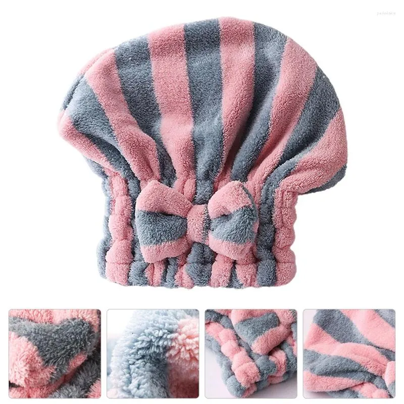 Taures de bain Séchage de cheveux serviette à turan séchage Turban Stripe Absorbant Fast Cap pour spa