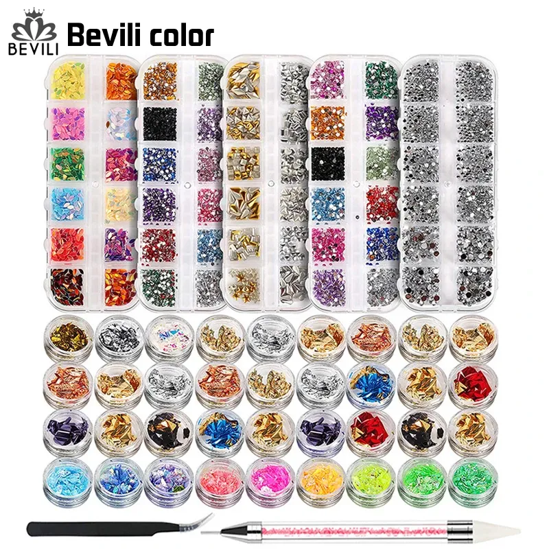 Blade goudfolies prachtige nagels glitter aluminium vlokken fluorescentie verschillende vormen nail art pailletten manicure nageldecoratie set