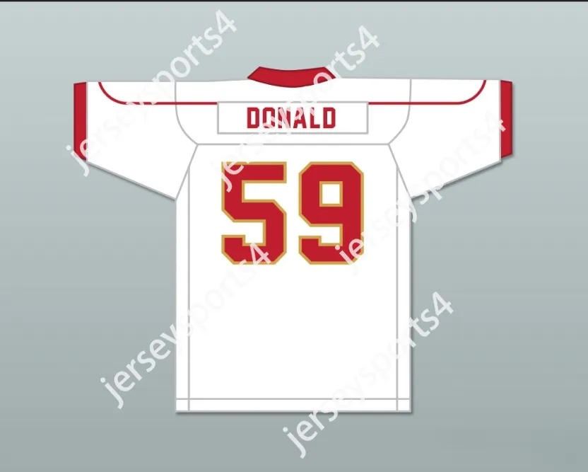 Custom Aaron Donald 59 Penn Hills High School Indianen White voetbal jersey top gestikt S-6XL