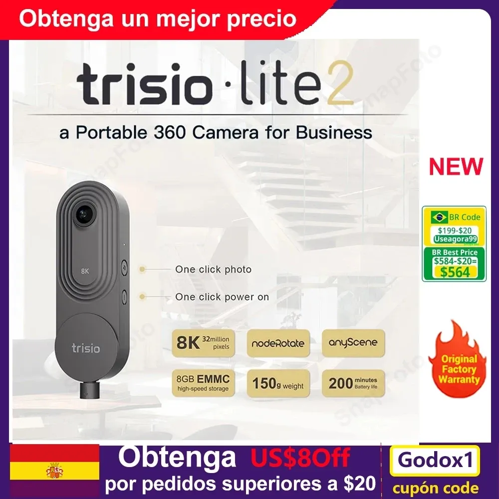 Cameras Trisio Lite 2 360 Camera Designed for Real Estate Agents and Photographers Easy to Capture 360 Panoramic 8K 32MP HD VR Images