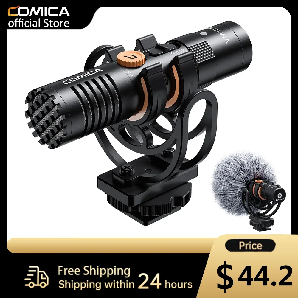 マイクComica VM10 Pro Camera Microphone with Shock Mount Gain ControlとDeadcat Video Shotgun Microphone for Smartphone dslr cam