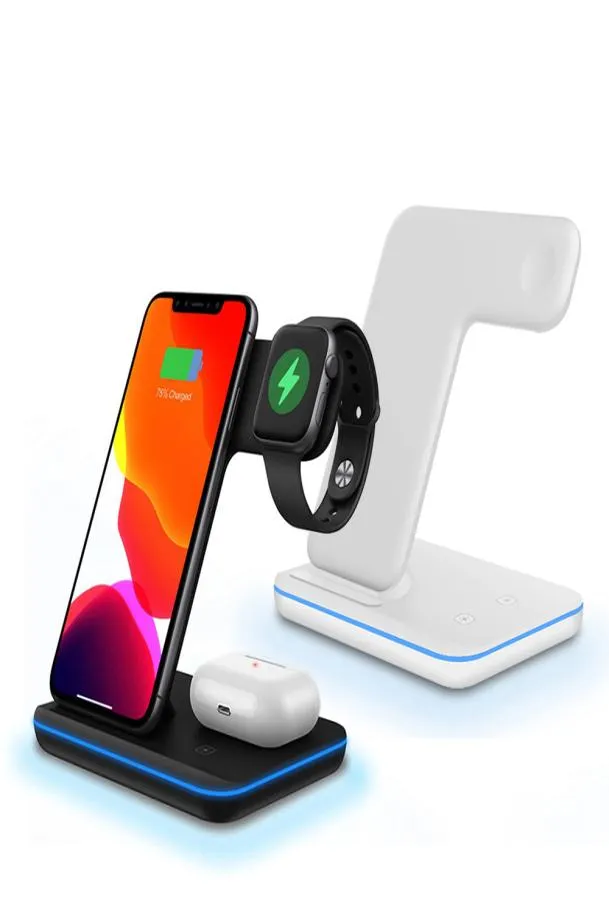 3 em 1 15w carregador sem fio qi para iphone 11 xs xr x 8 Samsung S20 Estação de dock de carregamento rápido para apple watch 5 4 3 airpods pro5094491